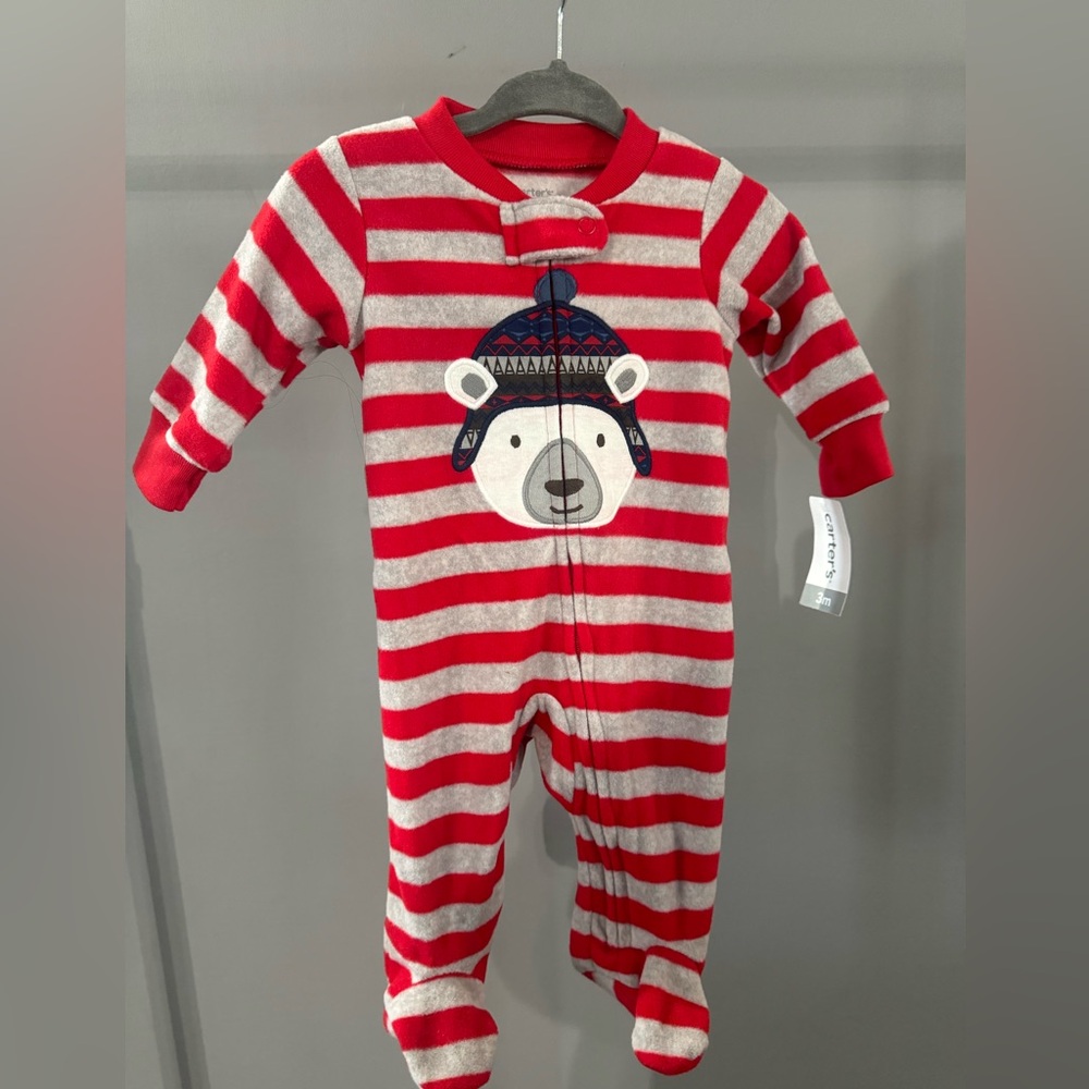 Carter's Red and White Striped One Piece with Bear